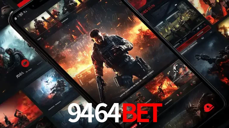 Tela de um celular exibindo uma galeria de jogos de tiro com temática militar, mostrando a variedade de e-sports disponíveis para apostas na plataforma de entretenimento 9464BET.